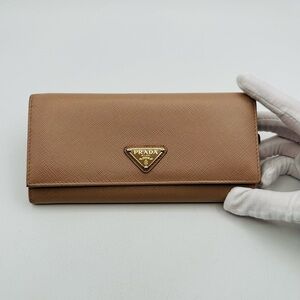 Prada Long Saffiano Leather Flap Wallet